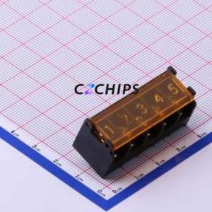 DBT50G-7.62-5P-BK-P Barrier Terminal Block Through hole,P=7.62mm Connector With Cover Plate 7.62mm 1x5P Straight Pin - Product Image 1