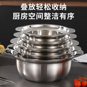 Stainless Steel Soup Bowl Round Double Handles For Instant Noodle Ramen Hot Pot Maocai Snail Rice Noodle Slurping Bowl - Product Image 3