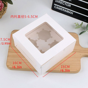 4-Loch Faltbare Einweg-Papp-Cupcake-Boxen mit Fenster für Partygeschenke, Bäckerei-Kuchen-Geschenkverpackung für Muffins - Product Image 1