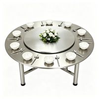 Table à manger robuste et détachable en acier inoxydable, rotative, pour jardin, patio, plage, mariage, fête, événement, banquet, hôtel