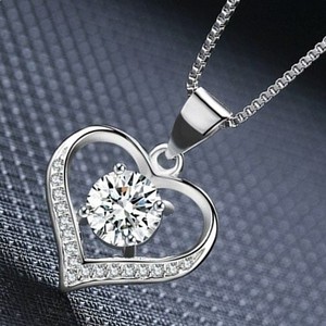 CAOSHI dulce niñas regalo amor corazón forma mujeres Bling Zircon piedra plateado caja cadena lindo hueco corazón señoras collar - Product Image 4