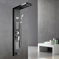 Colonne de douche thermostatique murale en acier inoxydable 304 avec fonction pluie et massage, finition brossée