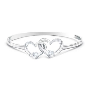 Anello Geometrico a Doppio Cuore per Donne, Gioiello Elegante in Rame con Zirconi, Minimalista per Uso Quotidiano - Product Image 1