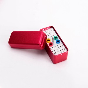 Caja esterilizadora dental de 60 orificios para fresas, soporte de aleación de aluminio para limas de conducto radicular, varios colores, operación manual - Product Image 1
