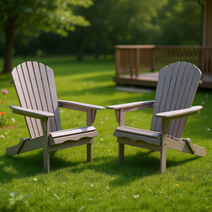 Chaises pliantes DB Adirondack en bois de cèdre massif, meubles de jardin, de patio et d'extérieur, design à pieds coniques inclinables - Product Image 2