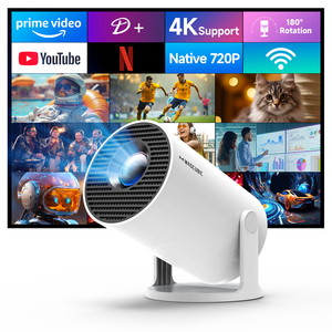 โปรเจคเตอร์ HY300Pro 4K/720P Android 14 WiFi6 อัตโนมัติ LED LCD 290 ANSI สำหรับใช้ในบ้าน พกพาสะดวก ลำโพงในตัว - Product Image 1