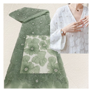 Tela de Encaje Indio <span class=keywords><strong>George</strong></span> con Bordado de Flores Personalizado, Diseño Nuevo de Moda 2014, Venta al Por Mayor - Product Image 1