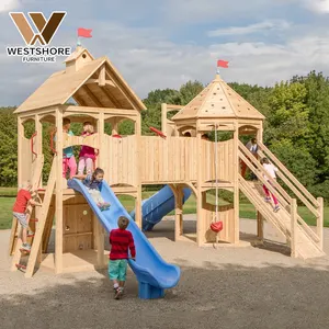 Kindergarten Montessori Wooden Furniture Kids Indoor Playground Equipment Nursery School Play House Set For Kids Wooden