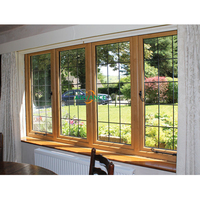 Diseños modernos Modelos franceses Dimensiones Arco de madera maciza Madera de teca Aluminio-Ventanas abatibles revestidas de madera