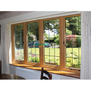 Design moderno modelli francesi dimensioni solido arco in legno Teak legno finestre a battente rivestite in legno di alluminio - Product Image 6