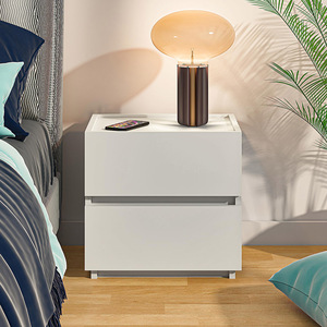 Hiện đại tối giản màu trắng màu be gỗ cạnh giường ngủ đầu giường với 2 ngăn kéo cho phòng ngủ sử dụng như bảng kết thúc cho ghế tính năng lưu trữ - Product Image 2