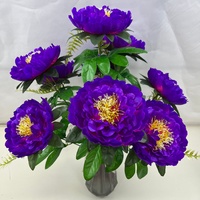 Bouquet de pivoines artificielles en soie, fausses fleurs de pivoine avec feuilles vertes pour vase de maison, arrangement floral de style chinois, décoration