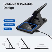 Soporte Plegable para Teléfono, Estación de Carga Rápida Inalámbrica de 15W para Teléfono, Auriculares y Reloj