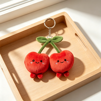 Porte-clés en peluche cerise personnalisé, pendentif fruit en peluche doux, cadeau promotionnel OEM ODM