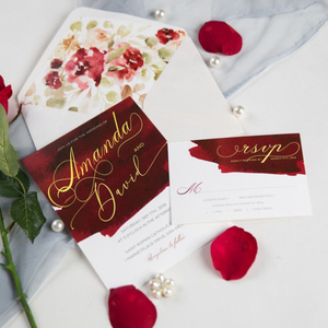 Ensemble d'invitations de <span class=keywords><strong>mariage</strong></span> estampillées à chaud aquarelle de <span class=keywords><strong>vin</strong></span> simple RSVP/détail/menu/cartes d'information pour toutes les invitations de festival spéciales - Product Image 5