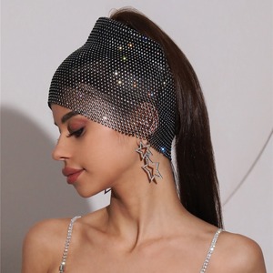 Tinh Hoa Fishnet hat Rhinestone Flash khoan lưới hộp đêm bên phụ kiện Burst Flash cá tính Kem chống nắng khảm với kim cương - Product Image 1