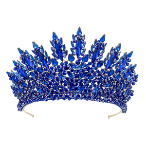 Baroque Đa-Màu Kim Cương Pha Lê Vương Miện Headband Hợp Kim Pageant Công Chúa Prom Đảng Wedding Mũ sắt Tiara Cho Sinh Nhật - Product Image 6