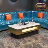 Table de bar carrée en acier inoxydable sur mesure avec plateau en marbre pour salles privées KTV et clubs - Design minimaliste moderne