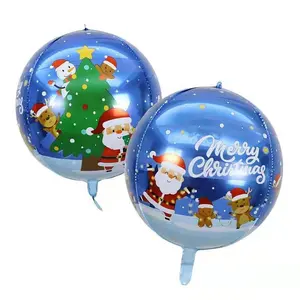 博纳廉价批发圣诞精灵圣诞印花4d圆球装饰用品箔气球