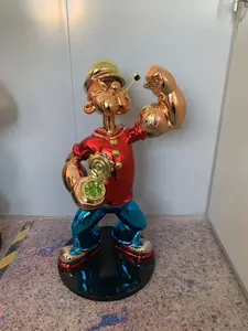 Personalizado famoso Cartoon Art estátua fibra Popeye escultura estátua popeye para casa decoração