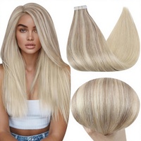 Extensions de cheveux à bandes adhésives Nordic, 18 pouces, blond platine, cheveux humains Remy, 20 pièces, 50 grammes, adhésif