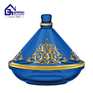 Pot de tajine en verre plaqué or de style arabe marocain pour le service de palmier dattier nouveau Design couleur luxe Vintage pot de tajine en verre à bonbons - Product Image 3