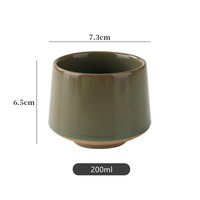 Mug en céramique sans anse 200 ml, design rétro vert, blanc, marron, émaillé, écologique, design chinois traditionnel fantaisie, tasse à thé ou à café