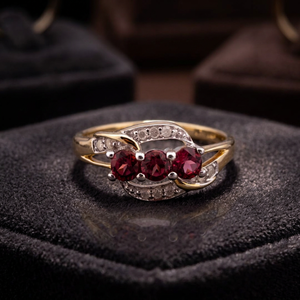 Extra Grade 14K Gold Plated Sterling <b>Silver</b> <b>Garnet</b> <b>Ring</b> Vintage Style for Women Wedding Party Occasions Thailand Factory Price - Product Image 3