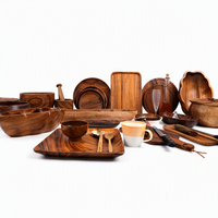 Planche à découper en bois d'acacia, Bol à pâte en bois, Ensemble de bols, Cuillère en bois, Ensemble de cuillères et fourchettes, Louche, Ensemble de cuillères en bois