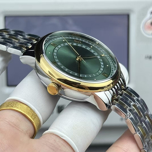 Exquisite Luxury Green Sunray Dial Pointer Date Two Tone Yellow Gold 316L Steel <b>Case</b> Luminous Automatic Mechanical Men <b>Watch</b> - Product Image 2