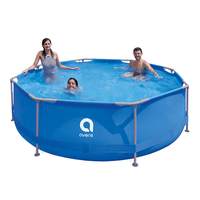 Piscine hors sol ronde pour enfants, avec structure en acier à 8 pieds et revêtement en PVC, idéale pour le camping et les centres de villégiature en extérieur.
