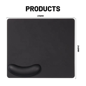 Factory <b>Custom</b> Brand Wireless Charger 15W Fast Charging PU Leather <b>Mouse</b> <b>Pad</b> with Wrist Rest for Office Use Stock - Product Image 1