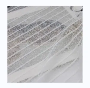 Polyester/spandex striped elastic mesh with linen horizontal mesh