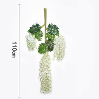 Bunga Wisteria Buatan 43,3 inci Siap Kirim, Garland Wisteria Sutra 110cm untuk Dekorasi Pernikahan, Plafon, Rumah, dan Pesta
