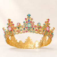 Magnifique diadème en filigrane de pierres précieuses Duiyan en forme de couronne pour événements de concours, de scène ou de cosplay (rubis, émeraudes)