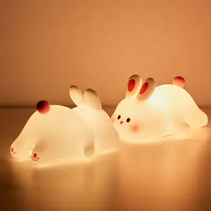 2024 Trẻ Em Món Quà Silicone Phim Hoạt Hình Thỏ Trẻ Em Đêm Bunny Đèn Dễ Thương Bé Bunny Ánh Sáng Ban Đêm Cho Phòng Phục Sinh Kỳ Nghỉ Trang Trí Nội Thất