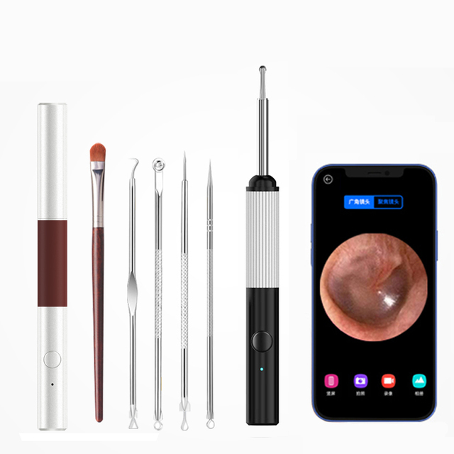 Smart Ear Wax Cleaner Remover With Otoscope Camera Wifi Wireless Light Endoscope Electric Cleaning Tool