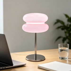 Lampu Meja Pink Modern dengan Alas Logam untuk Meja Samping Tempat Tidur Gaya Nordik Lampu Dekoratif untuk Ruang Tamu - Product Image 5
