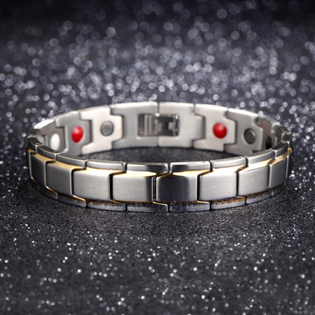 Titanium Steel Magnetic Bracelet  Negative Ion Germanium Far Infrared Magnets Energy Bracelet for Pain Relief Boost Metabolism