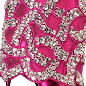 Customize Woman <strong>Boots</strong> Hot <strong>Pink</strong> Rhinestone Embellished Stiletto Mid-Calf <strong>Boots</strong> OEM ODM Bulk Order - Product Image 5