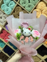 Handgefertigter Häkelblumenstrauß als Geschenk, für Freundin, Geburtstag, Hochzeit, Lilie, Rose, Cala-Lilie, für Sie, Mama, mit Grußkarte, fertig verpackt