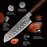 Couteau Santoku Konoll en acier Damas à 67 couches, 5 pouces, style japonais, avec manche en bois Pakka, en stock