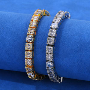 DE moda nicho Hiphop moda brillante cobre latón circón Bola 6mm <span class=keywords><strong>cubo</strong></span> enlace <span class=keywords><strong>tenis</strong></span> cadena pulsera brazalete - Product Image 5