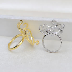 S925 Silver Opening Flower Shaped <b>Leaf</b> Lace Inlaid Ring 1802 Baroque Accessory Pearl Hollow Holder for DIY <b>Jewelry</b> Creations - Product Image 4