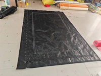 Tapis de trampoline à l'élastique noir PP de haute qualité avec lignes d'avertissement jaunes et crochets triangulaires au prix d'usine vente intérieur extérieur