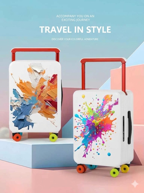 Trendy Graffiti 20 Inch Durable Lightweight PC Suitcase Wide Handle Rolling Luggage Spinner Wheels Carry on Travel Bag Unisex