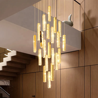 Lustre Led de Salon Personnalisé en Or de Luxe Moderne Lampes Suspendues Hall d'Hôtel Escalier Lustres à Haut Plafond