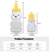 Récipient vide en plastique PET de 45ml pour sauce au miel bouteilles en forme d'ours mignon pour usage quotidien à la maison