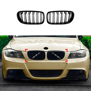 Bmw 3 Series E90 E91 Lci Front Grille Double Bar Black Abs Plastic Without Lights Bumper Modification - Product Image 1