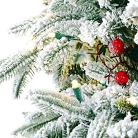 Sapin de Noël artificiel floqué en PE/PVC de 2,3 m avec lumières LED, baies et support métallique ignifuge pour décoration intérieure